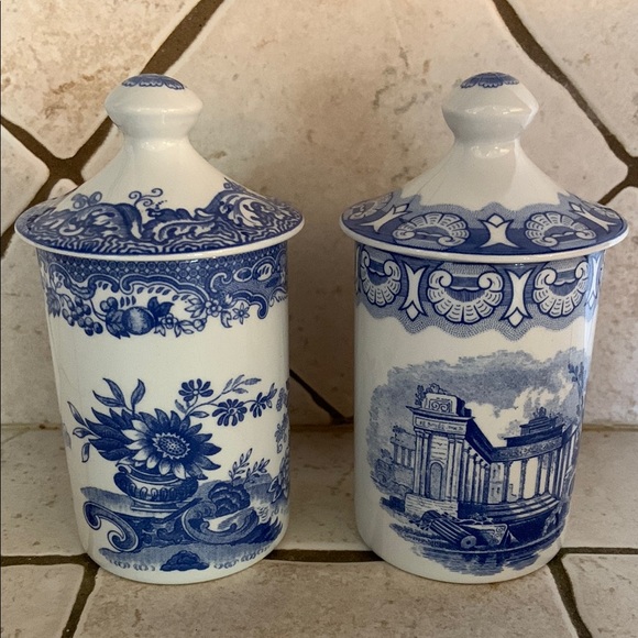 Vintage Spode Blue Room Italian May and Ionian Patterns Spice Jars